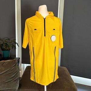 Admiral Mens Gold Authentic Referee Jersey Short Sleeve Front 1/2 Zip Size S NEW